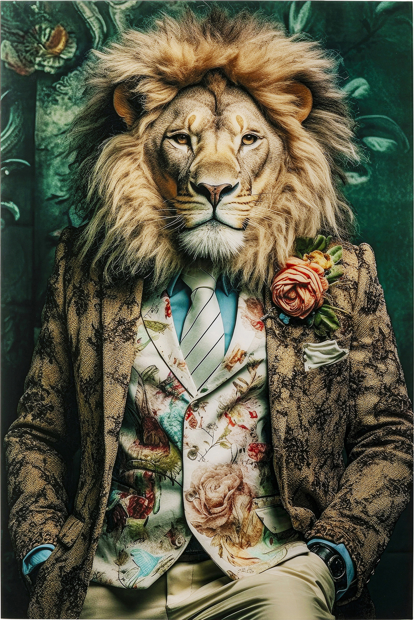 Glasbild Mister Lion 150x100cm – Grafik-1.