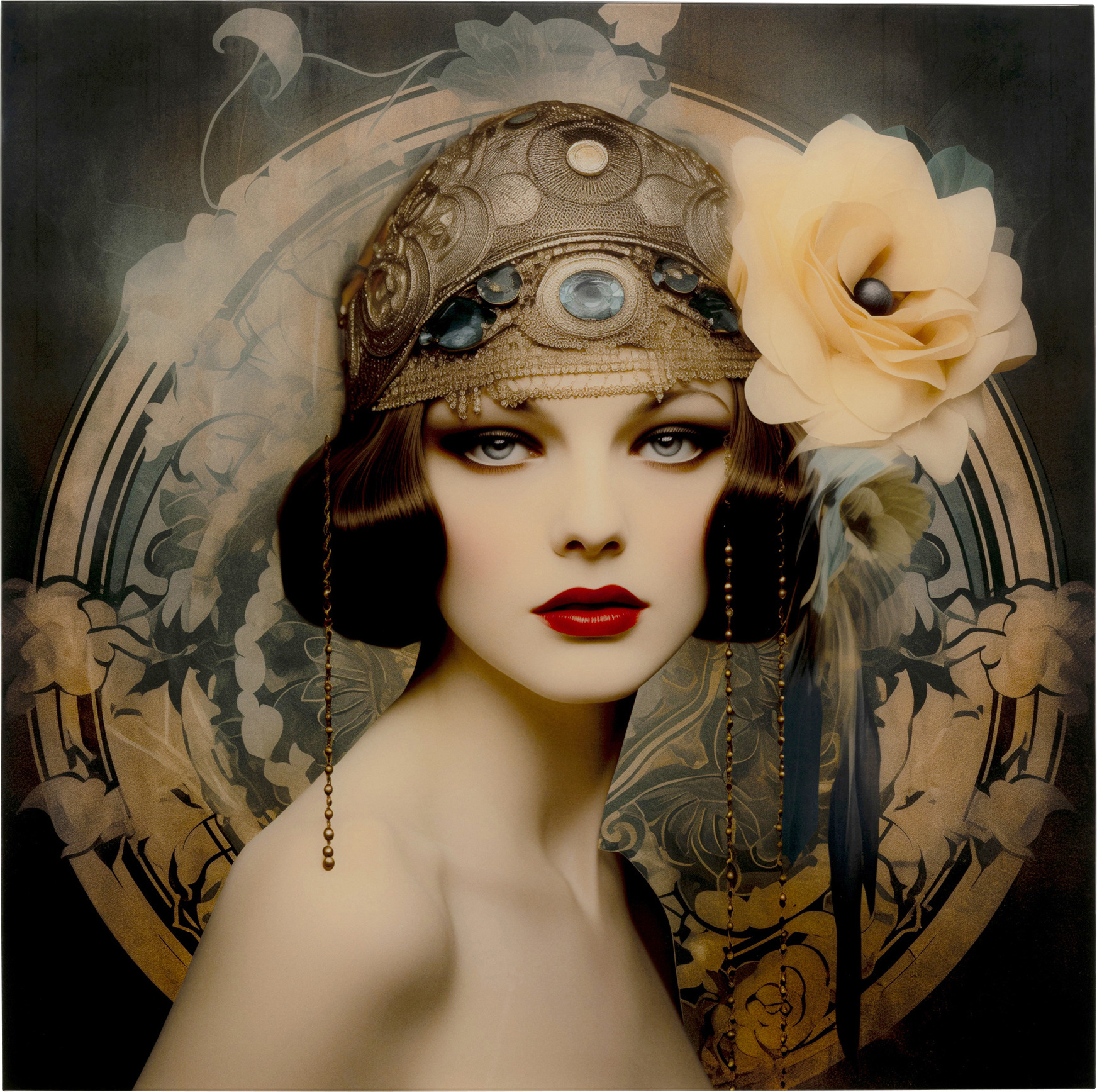 Glasbild Muse Art Nouveau 100x100cm