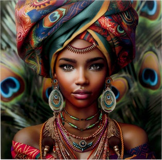 Glasbild Muse Peacock 100x100cm – Grafik-1.