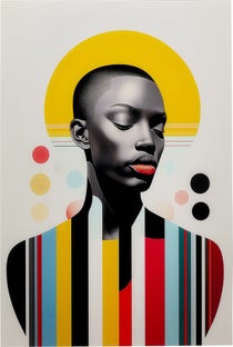 Glasbild Muse Retro Lady Gelb 80x120cm – Grafik-1.