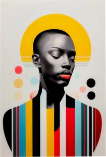 Glasbild Muse Retro Lady Gelb 80x120cm – Grafik-1.