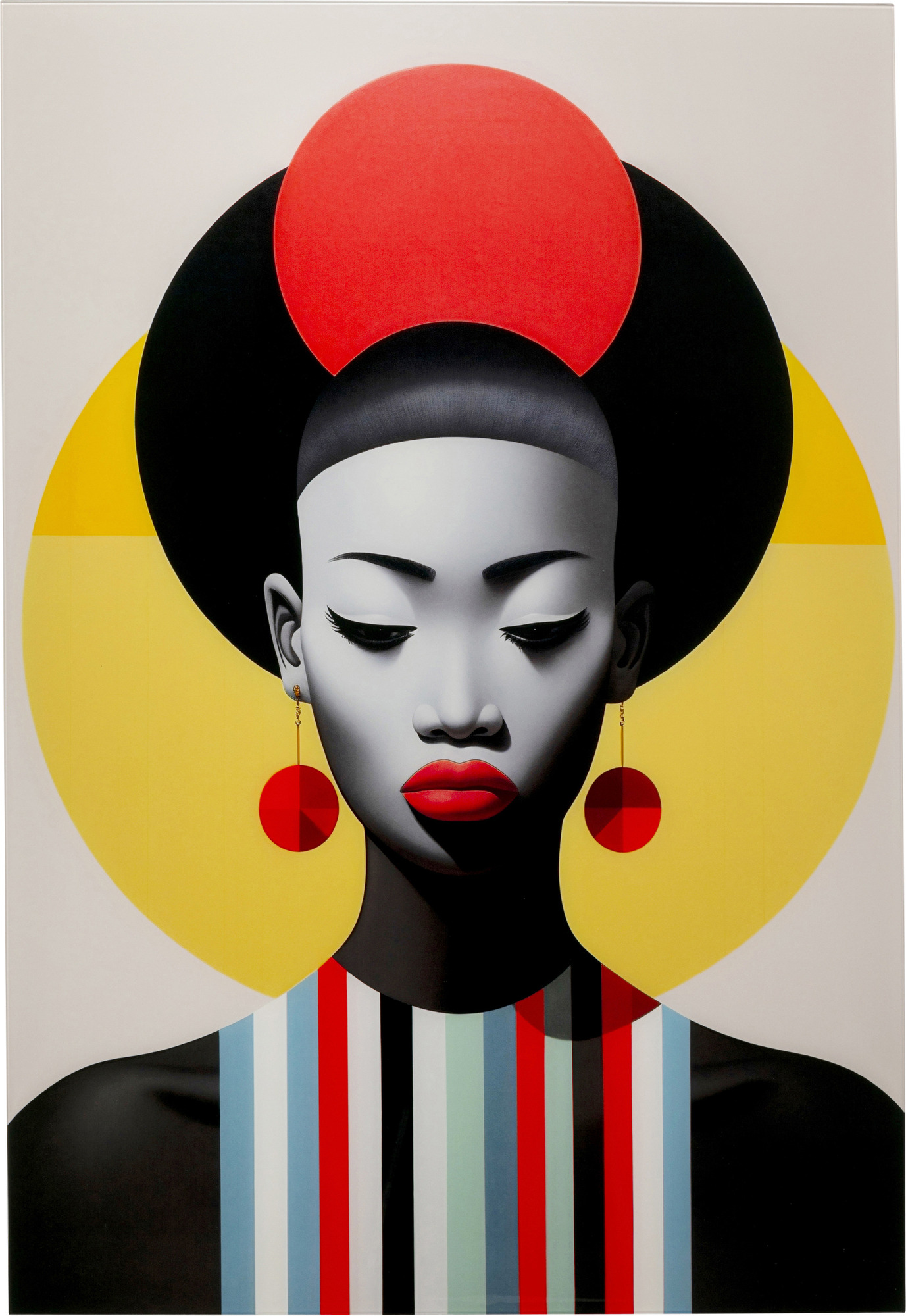 Glasbild Muse Retro Lady Rot 80x120cm