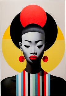 Glasbild Muse Retro Lady Rot 80x120cm – Grafik-1.
