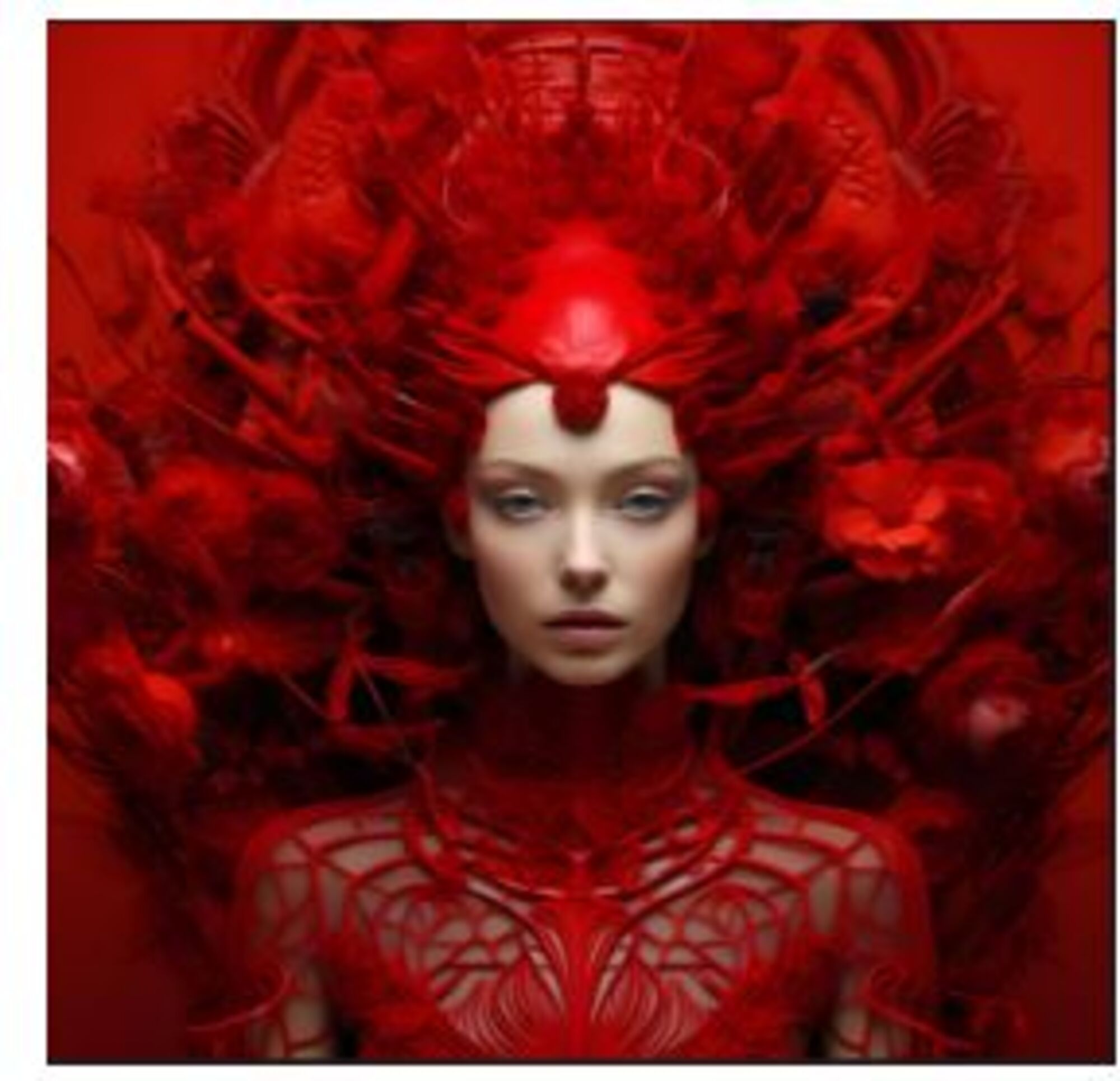 Glasbild Muse Rot 120x120cm – Grafik-1.