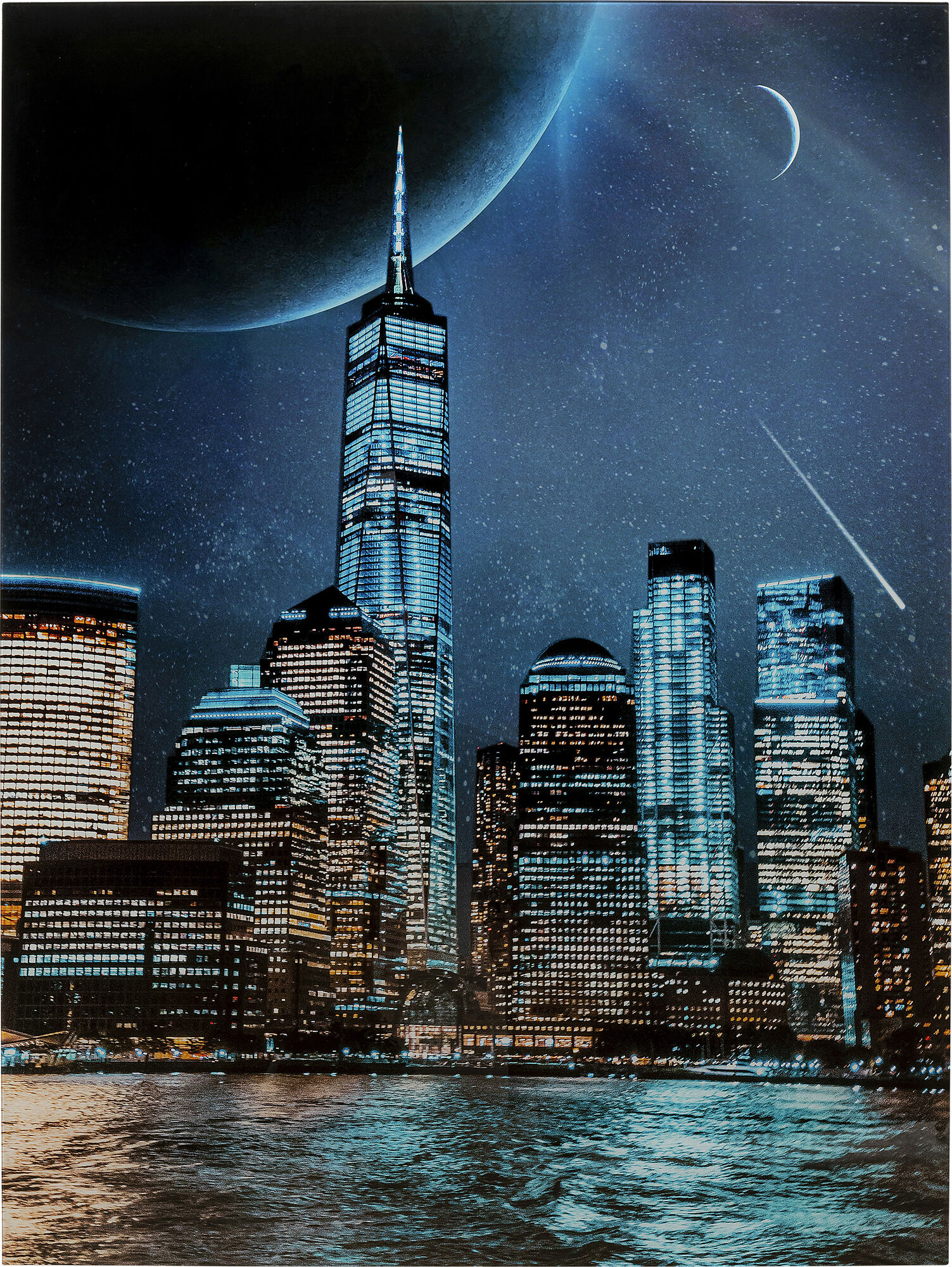 Glasbild Night Skyline 90x120cm - Einzelstück – Grafik-1.