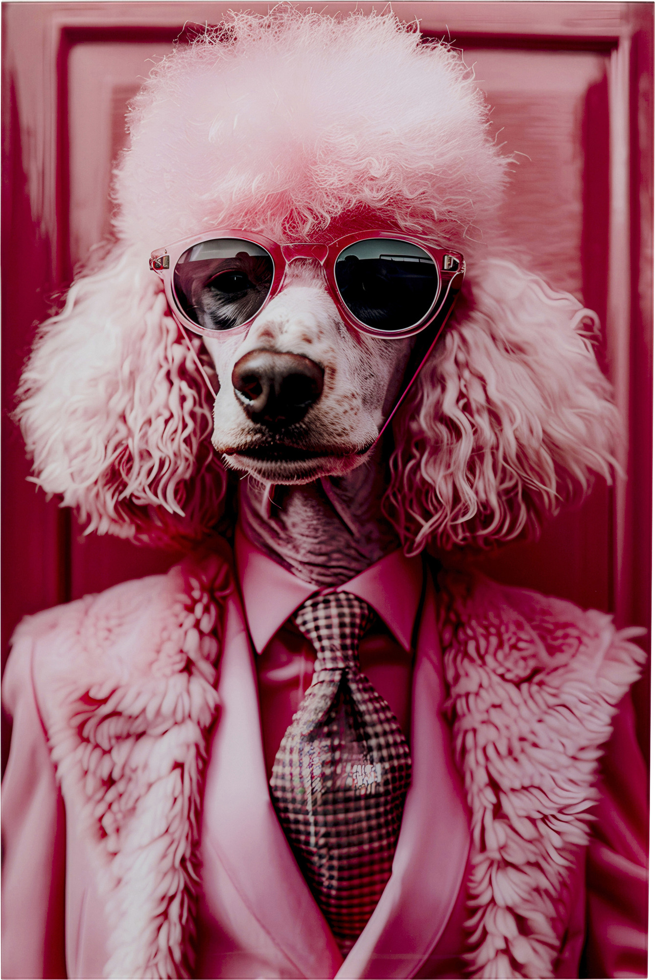 Glasbild Pink Poodle 80x120cm