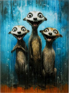Glasbild Singing Meerkats 60x80cm – Grafik-1.
