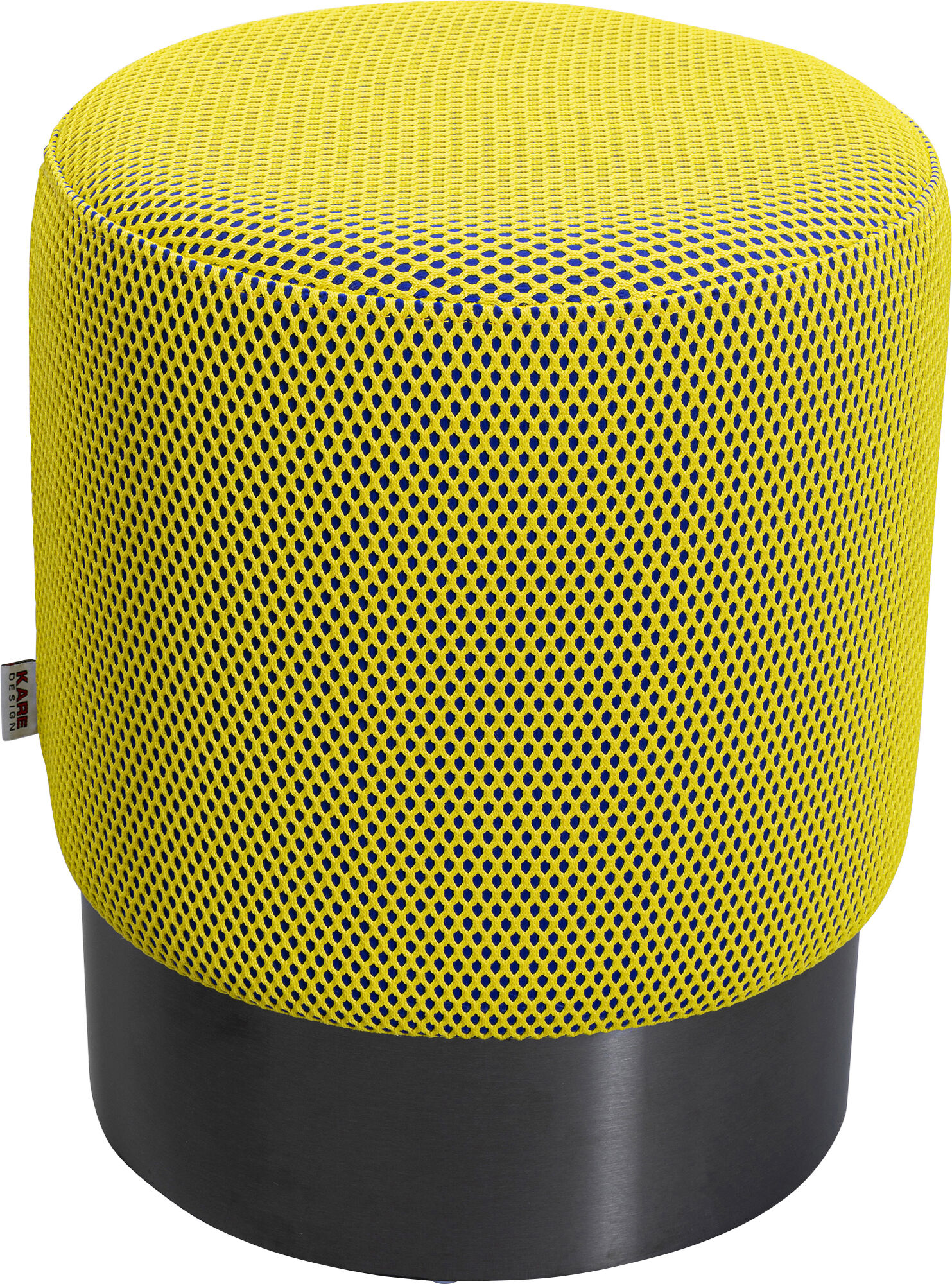 Hocker Jody Gelb Schwarz Mesh Schwarz Ø35cm - Einzelstück – Grafik-1.