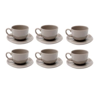 Tasse mit Untertasse Organic Grey (6/Set) – Grafik-1.