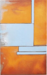 Leinwandbild Aqua Orange 100x160cm - Einzelstück – Grafik-1.