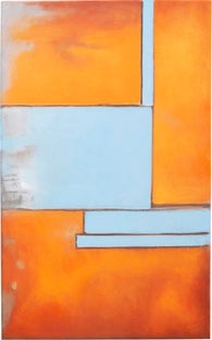 Leinwandbild Aqua Orange 100x160cm - Einzelstück – Grafik-1.