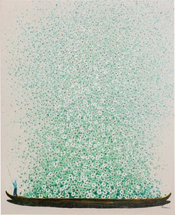 Leinwandbild Flower Boat Beige Grün 120x160cm – Grafik-1.
