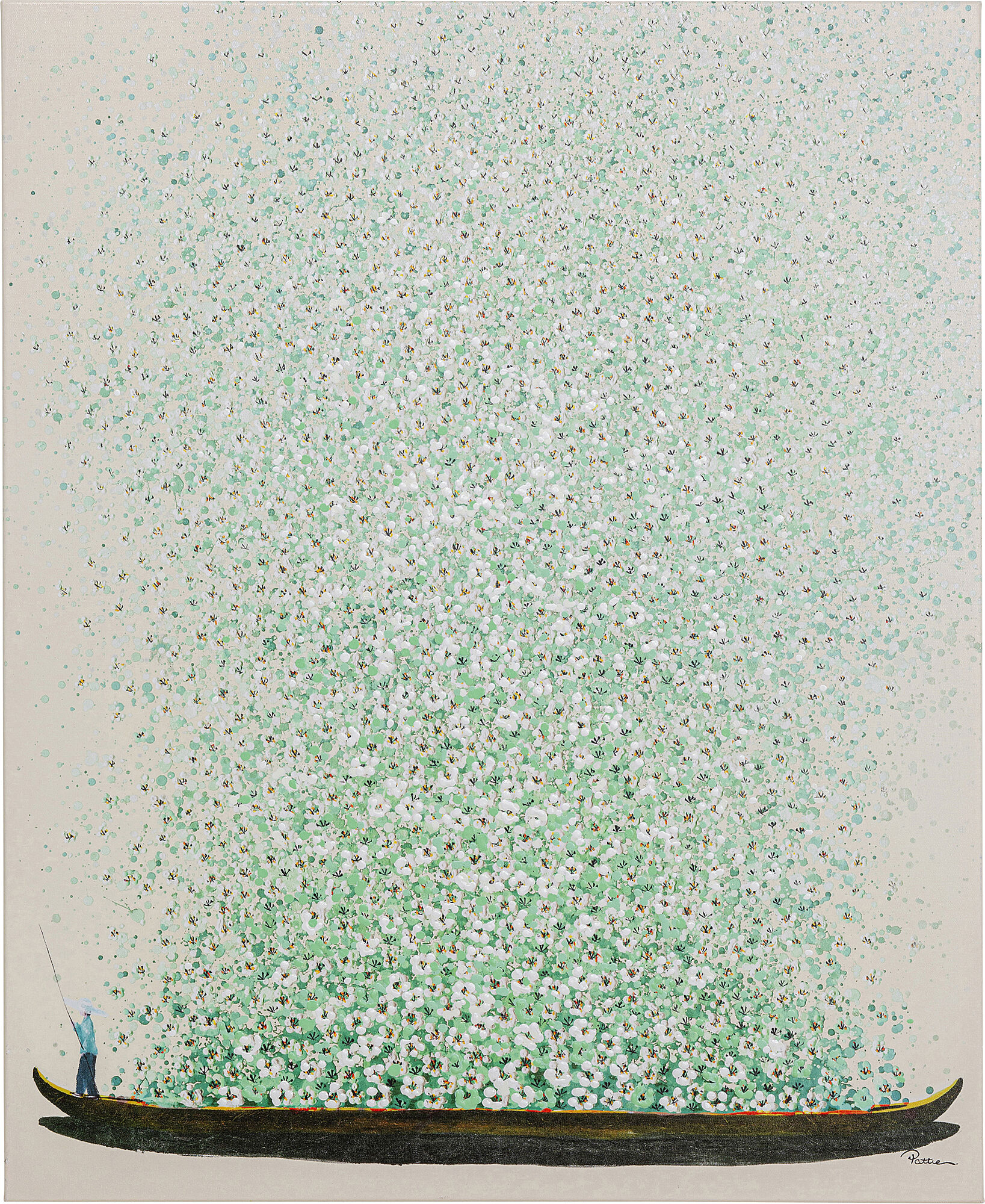 Leinwandbild Flower Boat Beige Grün 80x100cm – Grafik-1.