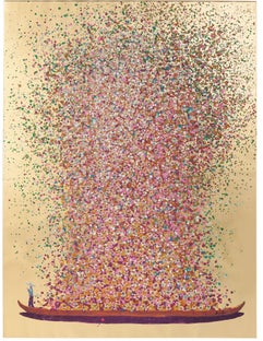 Leinwandbild Flower Boat Gold Pink 40x50cm – Grafik-1.