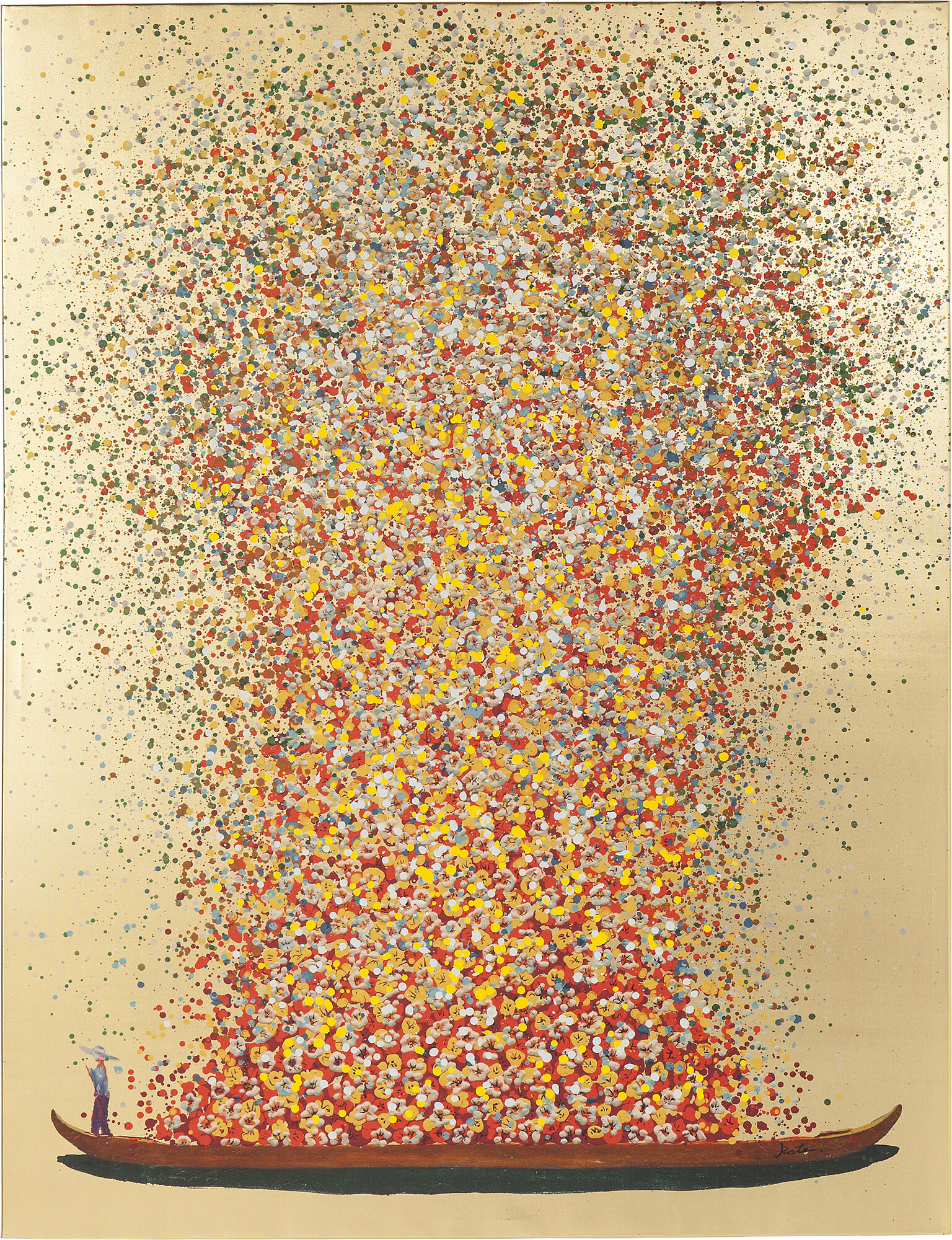 Leinwandbild Flower Boat Gold Pink 40x50cm – Grafik-1.