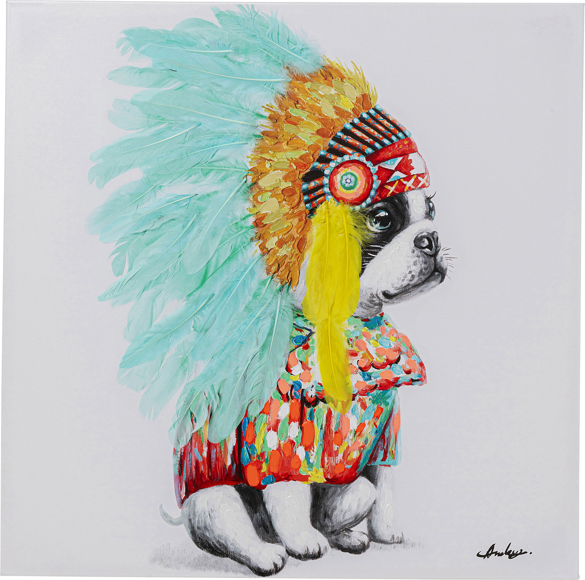 Leinwandbild Headdress Dog 80x80cm – Grafik-1.