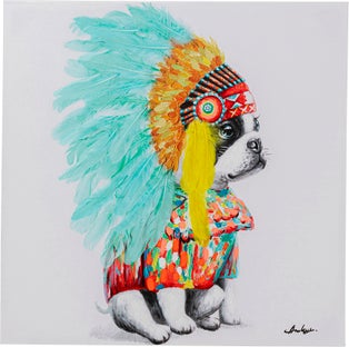 Leinwandbild Headdress Dog 80x80cm – Grafik-1.