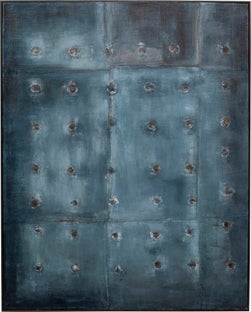 Leinwandbild Moody Blau 150x120cm - Einzelstück – Grafik-1.