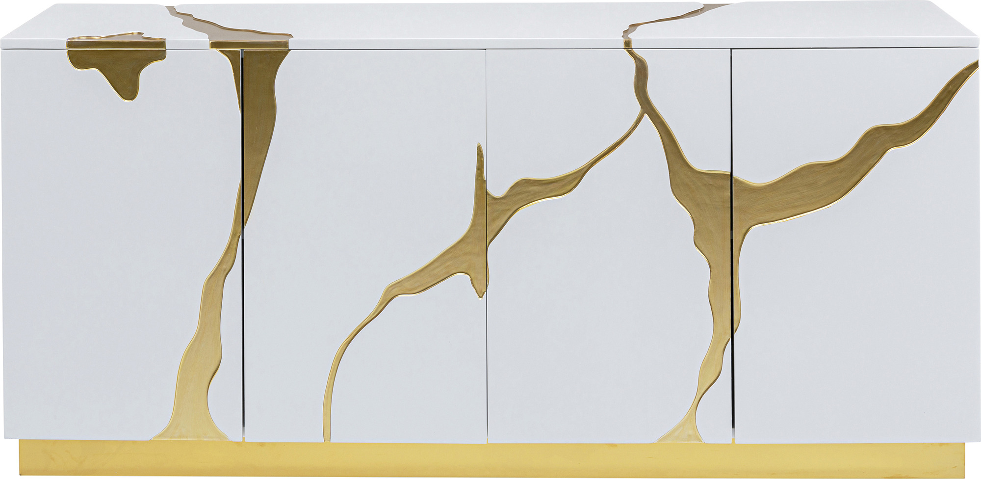Sideboard Cracked Weiß Gold 165x80cm