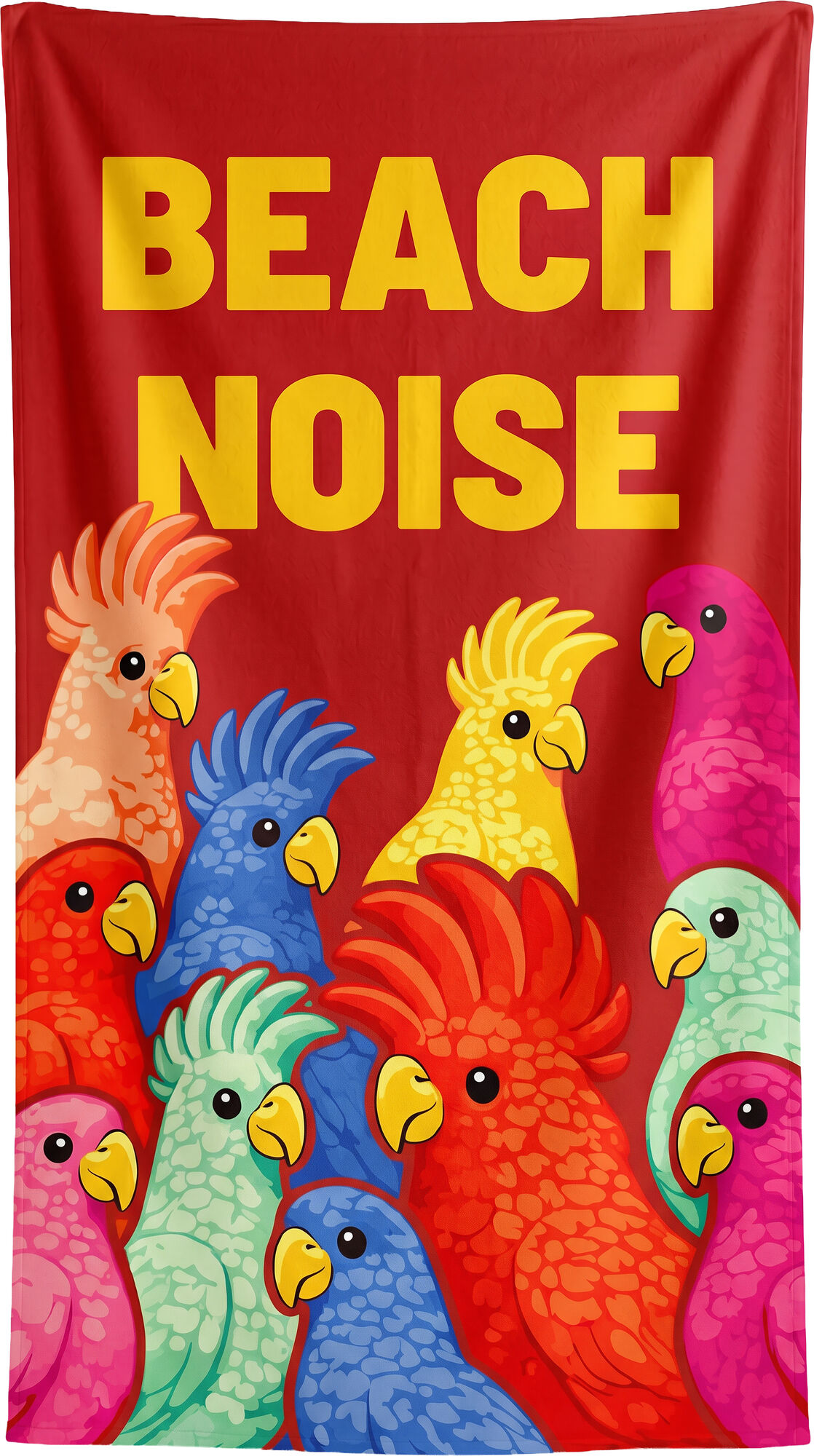 Strandtuch Exotic Birds 90x170cm rot – Grafik-1.