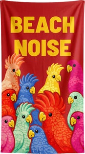 Strandtuch Exotic Birds 90x170cm rot – Grafik-1.