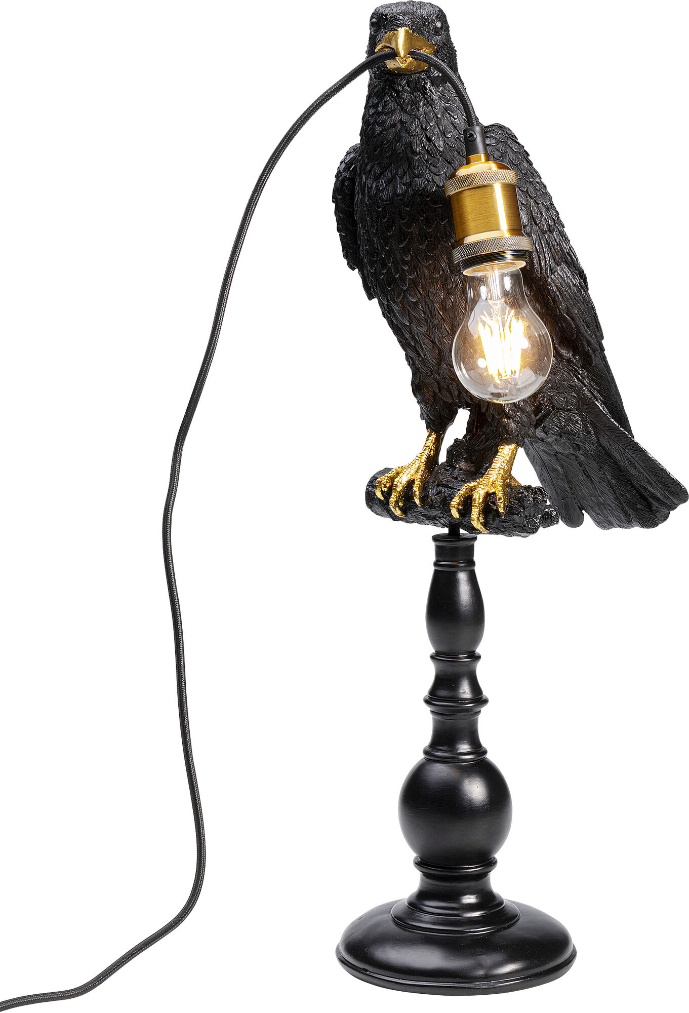 Tischleuchte Animal Sitting Crow Matt Schwarz 61cm – Grafik-1.