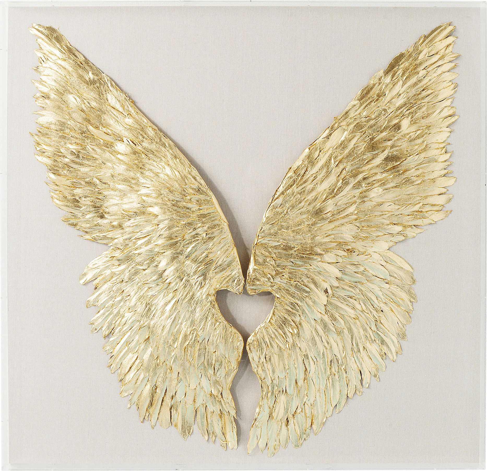 Wandschmuck Wings Gold-Weiß 120x120cm