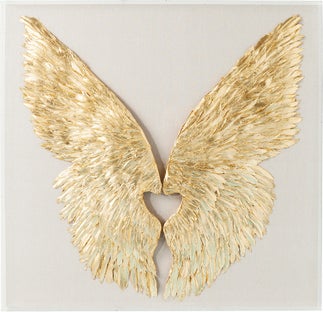 Wandschmuck Wings Gold-Weiß 120x120cm – Grafik-1.