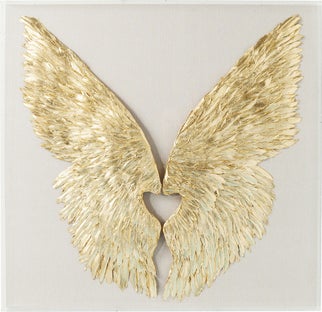 Wandschmuck Wings Gold-Weiß 120x120cm – Grafik-1.