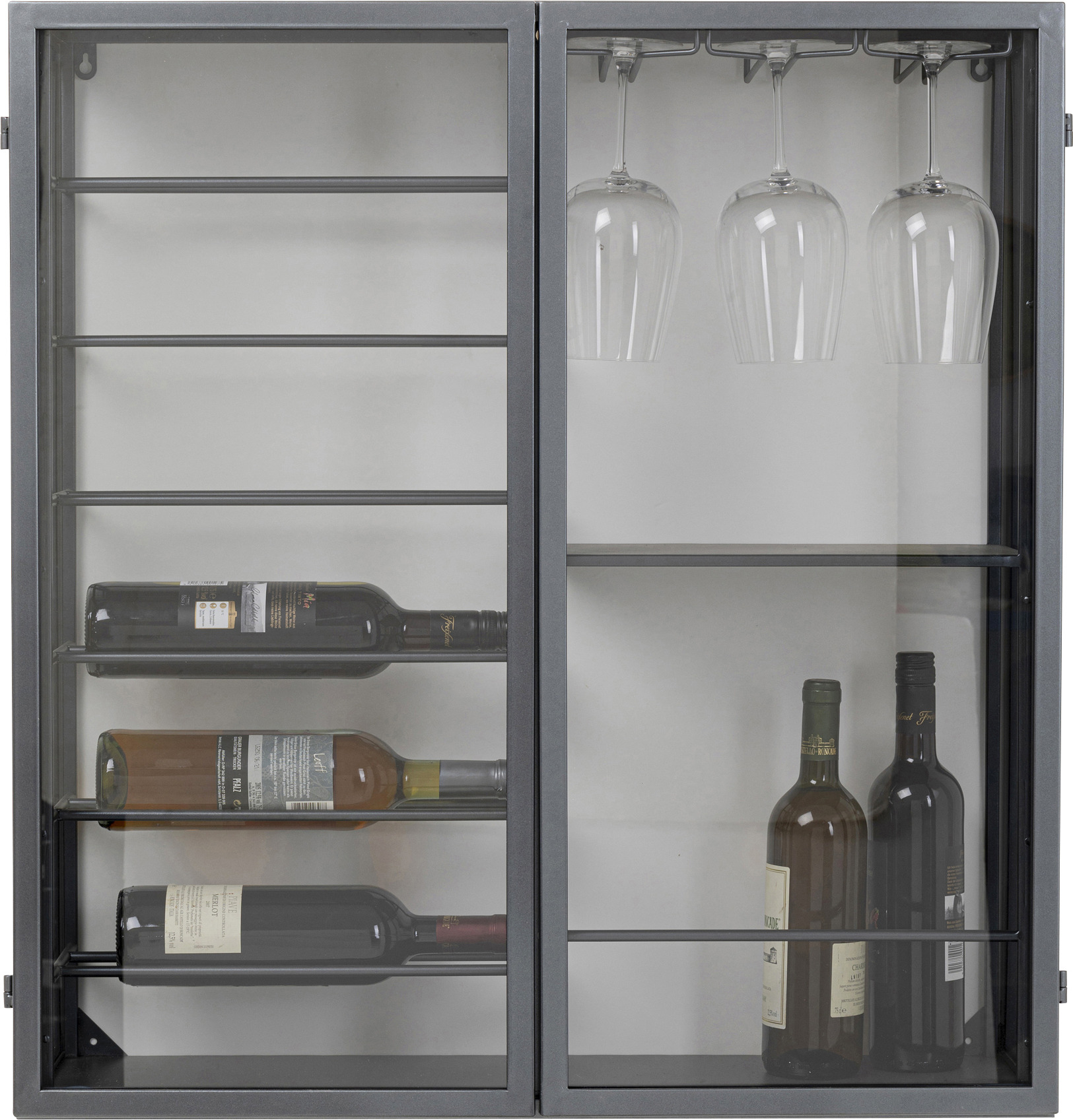 Wandweinregal Porto Schwarz 75x80cm